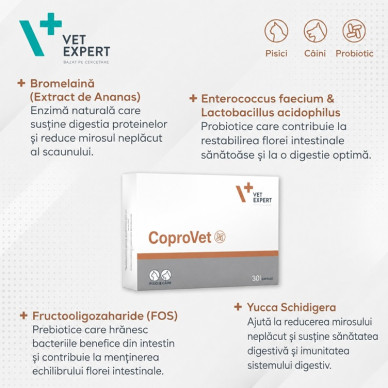 Coprovet Vet Expert – Supliment Digestiv pentru Câini și Pisici – 30 Capsule